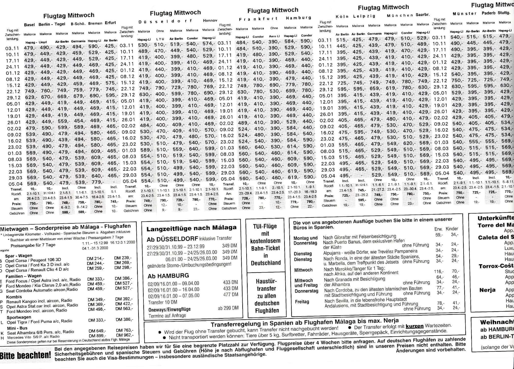 Flight prices 1999